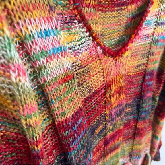 Vintage Y2K 00s Bobbie Brooks Space Dye Colorful Boho Knit Sweater Small - Picture 5 of 9